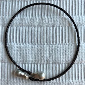 Leather + Pearl Choker